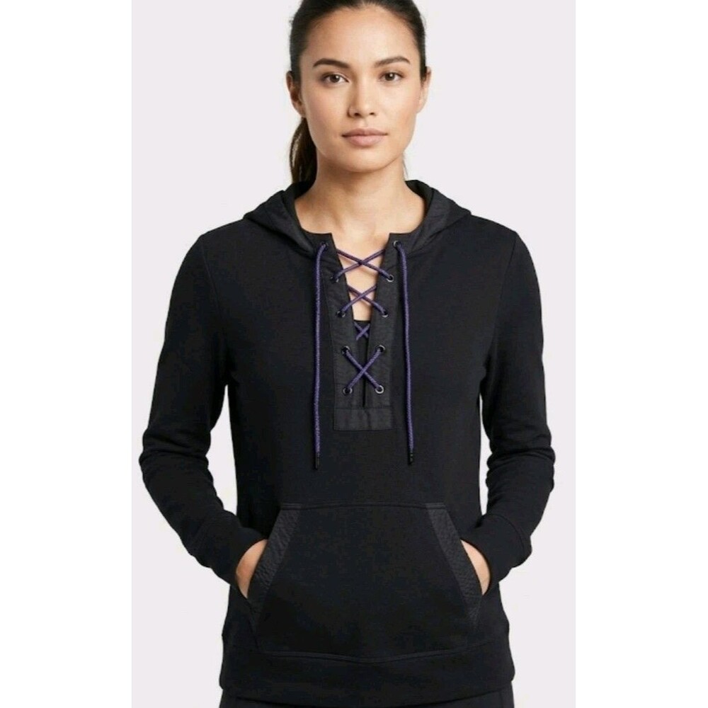 L-RL Lauren Active RL Bouse Size S Pockets Lace Up Long Sleeve